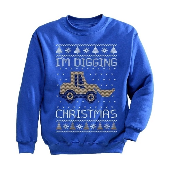 Rabbit Skins Kids Bulldozer Christmas Sweatshirt - Picture 1 of 6